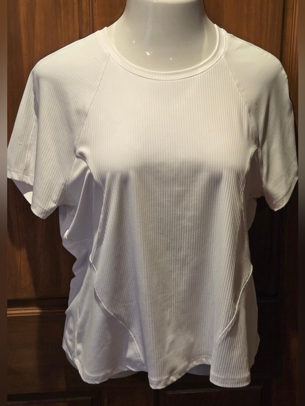 Spyder Women's White Ribbed Short-Sleeve Athletic Tee